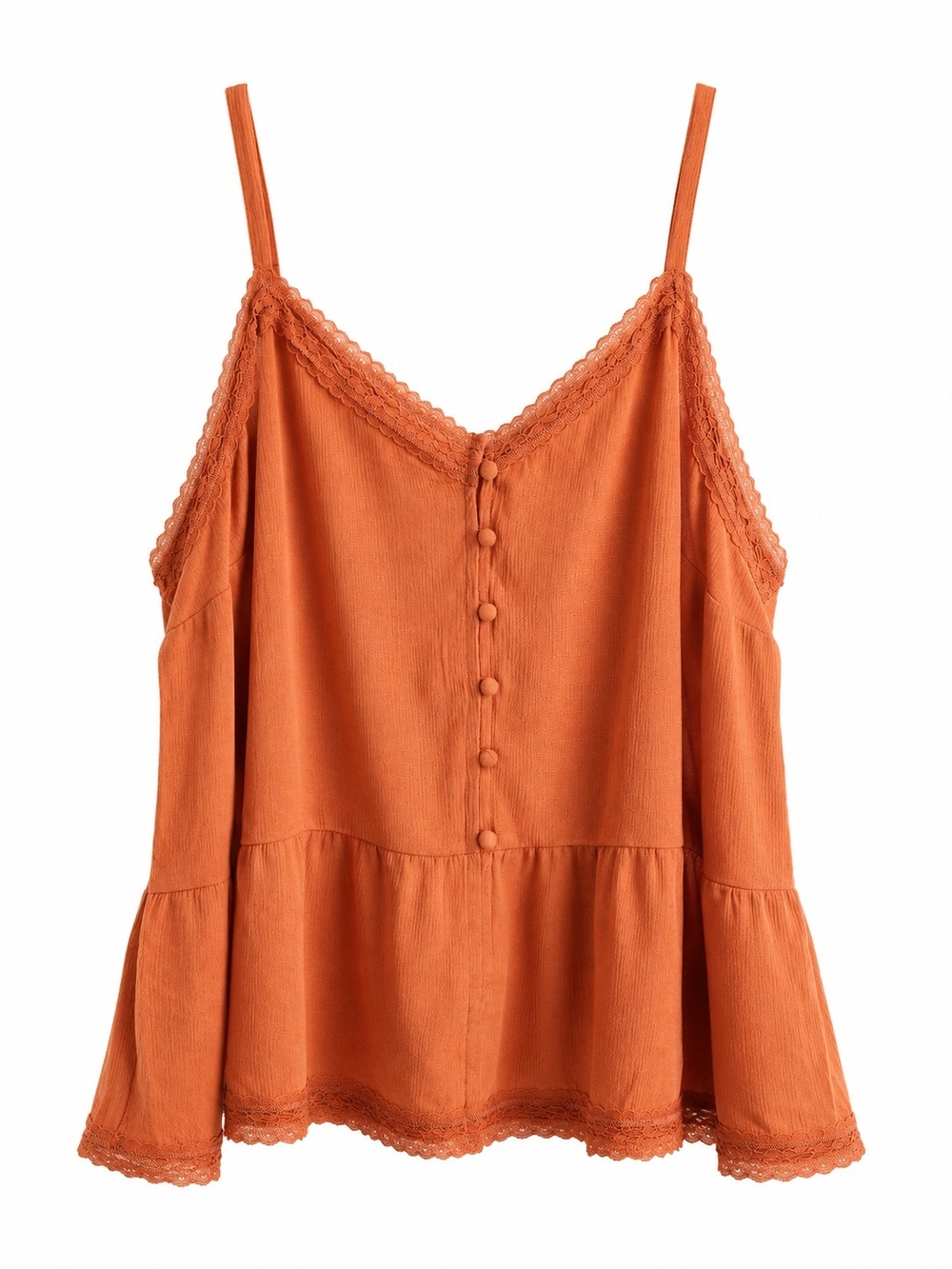 torrid Rust Orange Lace-Trim Button Peplum Camisole Sz 2X